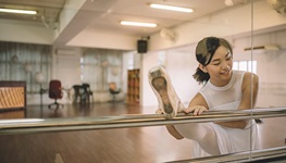 Ballet dancer practicing in studio