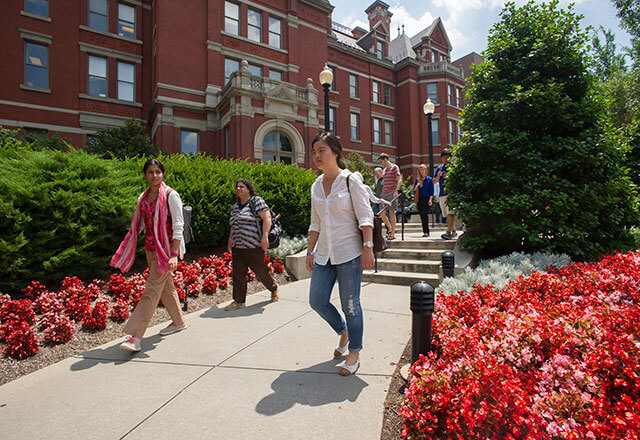 Students walking on campus